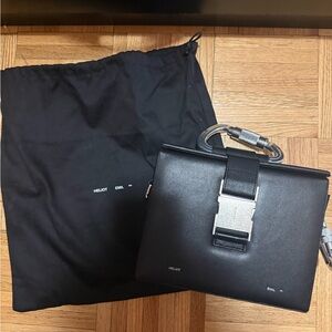 Authentic Heliot Emil Men’s  Carabiner Box Bag in Black